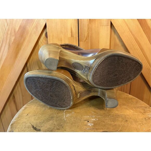 Sofft Light Brown Leather High Heel Ankle Strap Sandals Heels T Strap Size 9M - Picture 6 of 7